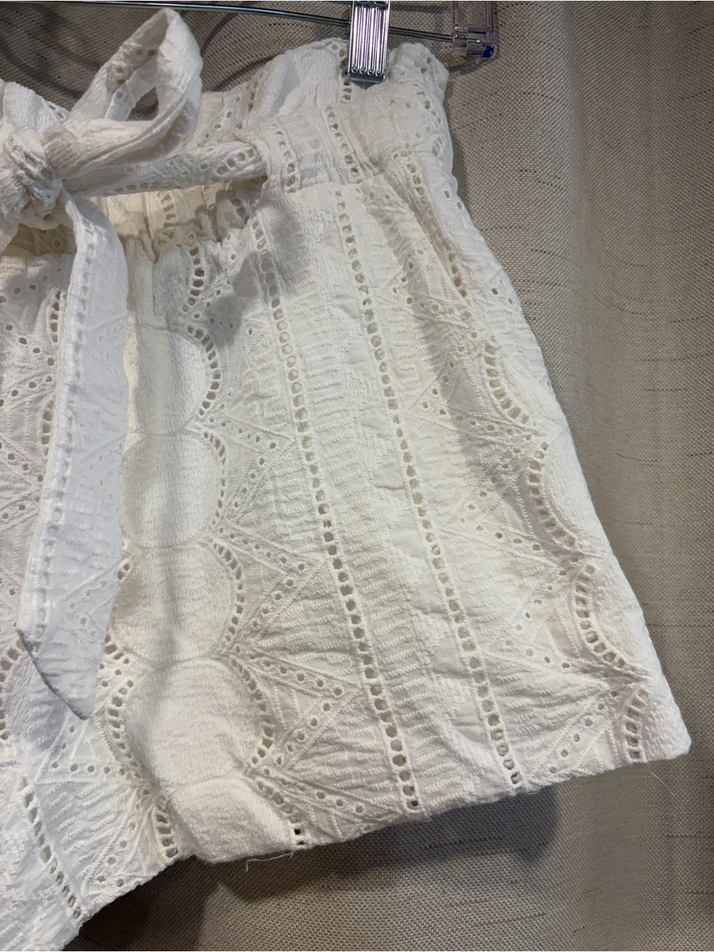 Acoa White Eyelet Tie-Waist Shorts - Picture 3 of 8